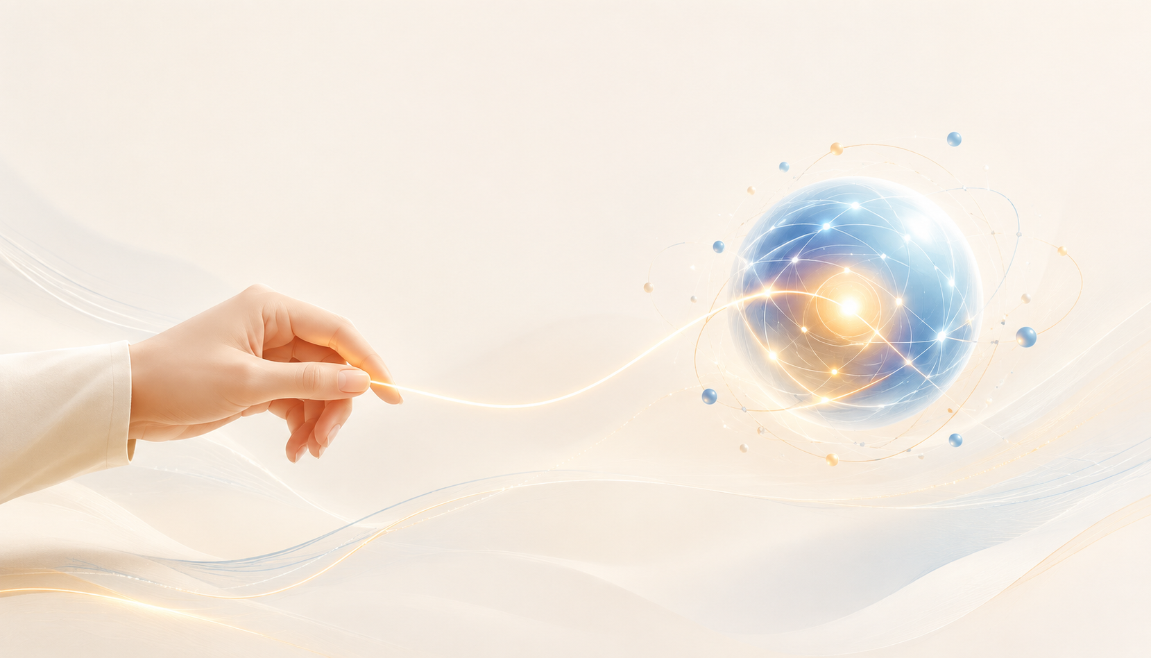 AIエージェントと連携しながら働くWEBマーケターのイメージイラスト